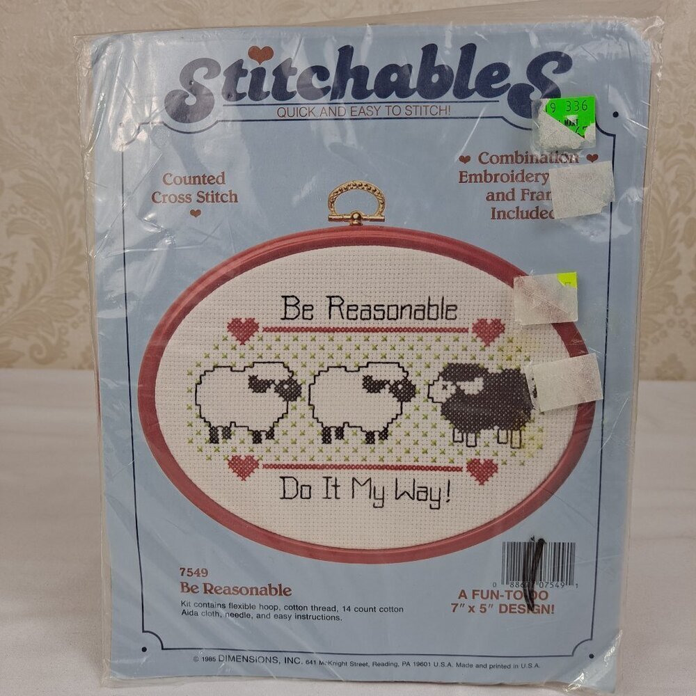 Stitchables Be Reasonable #7549 Counted Cross Stitch Kit NWT